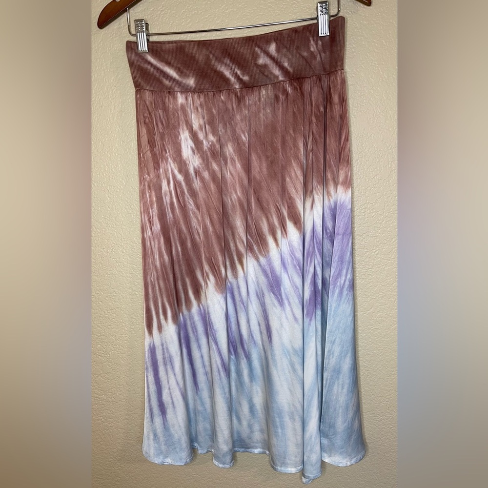 Chaser Stretch Silky Basics Rib Waist Faux Wrap Midi Skirt Women’s Size Medium